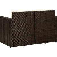 vidXL Sofá Jardín 2 Plazas Ratán Sintético Marrón Crema Sillón Exterior Patio - details 4