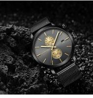 Reloj deportivo de acero inoxidable para hombre de lujo premium, 44,5 mm, multifuncional, moda, oro, negro, negocios, 3 bar, resistente al agua, reloj de pulsera de cuarzo para hombre - details 6