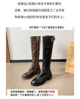 Nueva plataforma retro caballero botas ensanchadas de tubo alto de cuero suave plisado de tacón alto - details 3