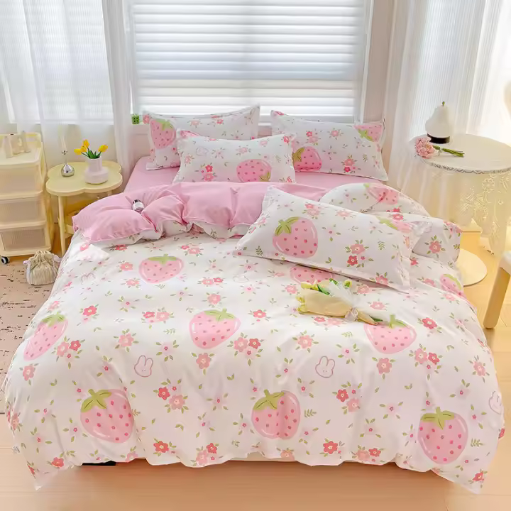Juego de Ropa de Cama de Algodón Puro Engrosado para Primavera Otoño Conjunto de Cama de Tres Piezas con Funda de Edredón - 1