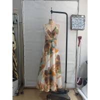 Vestido de noche bohemio con estampado tropical, escote barco, espalda descubierta, cintura ajustada, midi para mujer. - details 5
