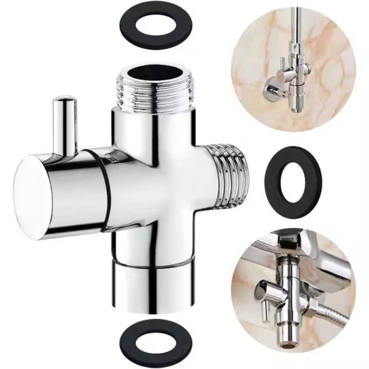 Válvula de 3 vías, adaptador de módulo de ducha de latón macizo G1/2, piezas de repuesto de sistema de ducha inversor, válvula de desviación de ducha, accesorios universales - 1
