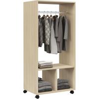 Armario de Ropa con Ruedas Organizador de Ropa de Dormitorio de 60x40x128 cm Estilo Natural - details 0