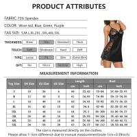 S-5XL de talla grande para mujer, picardías de lencería de encaje satinado, camisón con cuello en V, ropa de dormir con cuello Halter, ropa de dormir Sexy transparente - details 0