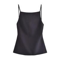 Camisola Sin Espalda con Cordones Lisos a la Moda para Mujer Top Elegante Vintage con Cuello Cuadrado y Tirantes Finos - details 1