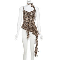 Nuevo chaleco delgado con estampado de leopardo para mujer, chaleco delgado con diseño de borla irregular - details 7