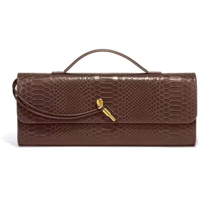 Bolsa de cena horizontal para mujer, bolso baguette vintage, órgano versátil, un hombro inclinado - 1
