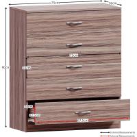 Cajónera de 5 Cajones de Metal con Tiradores y Rieles Soporte Exclusivo Antideinclinación para Cajón Muebles de Dormitorio Riano en Blanco - details 10