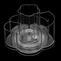 Organizador de maquillaje giratorio 360, soporte de almacenamiento de cosméticos transparente, bandeja con 6 compartimentos, cepillo de maquillaje, brillo de labios, armario de baño - details 3