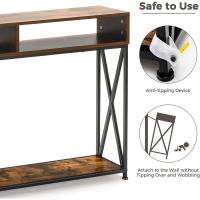 Mesa de Consola Industrial de 3 Niveles Estrecha Rectangular con 2 Cubos Abiertos y 1 Estante Inferior Estructura de Metal 120 x 23 x 79 cm Para Sala de Estar y Dormitorio - details 14