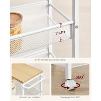 Carro de 4 Niveles, Carro Estrecho de Cocina con Ruedas, con Asa, para Espacio Reducido, 22 x 45,4 x 77 cm, para Cocina, Baño, Salón, Estudio, Marrón Rústico y Negro - details 58