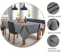 Mantel Vintage rectangular de lino y algodón, cubierta de mesa para decoración de comedor, banquete de boda, Navidad, gris caqui - details 1