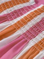 Vestidos de punto a rayas para mujer, vestido Maxi de playa con cordones de manga larga para mujer, batas ajustadas de punto con cuello cuadrado calado - details 21