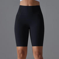 con bolsillos y yoga, jogging de secado rápido, pantalones cortos de gimnasio de ciclismo activo para entrenamiento, cintura alta - details 7