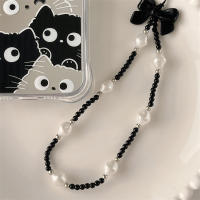 Encanto de Cadena de Teléfono de Cuentas 3D Lazo Blanco y Negro Colgante de Joyería para Niñas - details 1