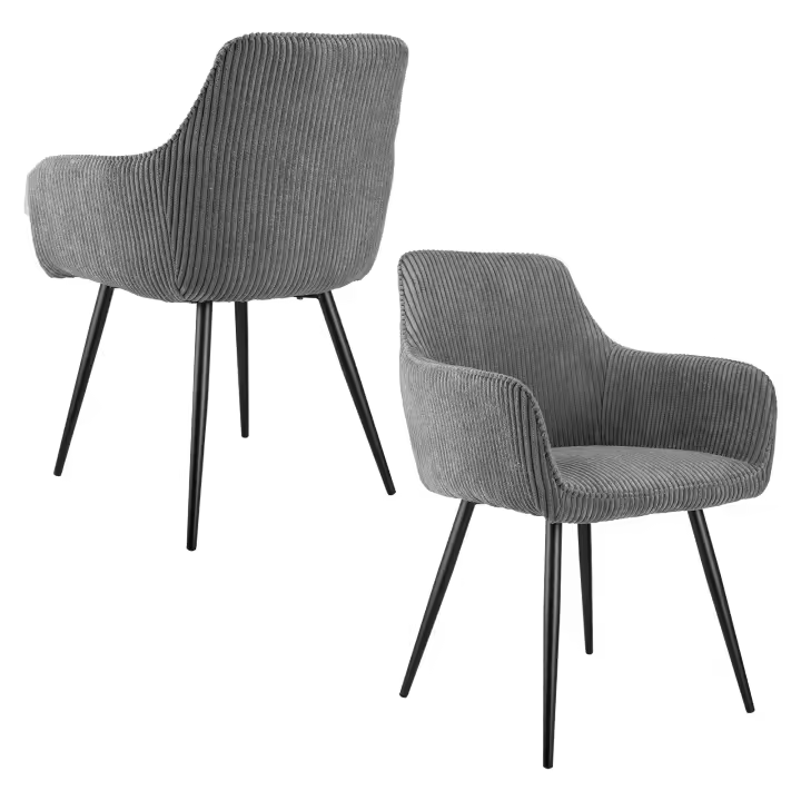 sillas comedor pack 2 pana - Estilo nórdico - Silla con pata de metal - gris - 1