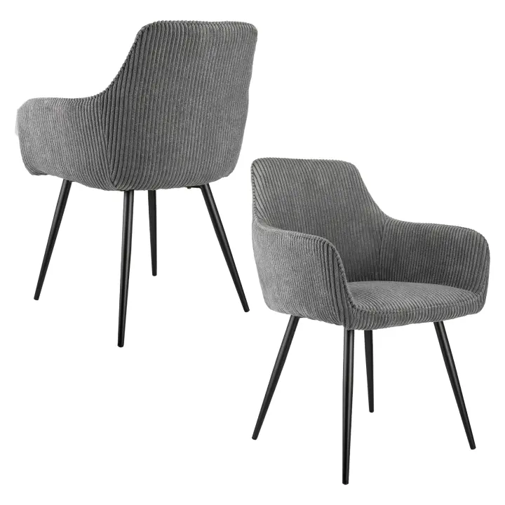 sillas comedor pack 2 pana - Estilo nórdico - Silla con pata de metal - gris - 1