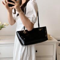 Bandolera de cuero de charol elegante, bolso de gran capacidad de estilo coreano dulce para las axilas, bolso de mano liso de Color sólido para ir al trabajo al aire libre - details 17