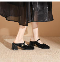 Zapatos Mary Jane de tacón medio con correa de una palabra de plata francesa - details 12