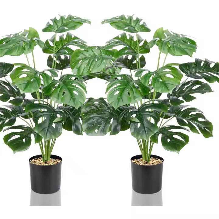 Juego de 2 Plantas Artificiales de 80 cm Decoración Interior con Flores Artificiales - 1