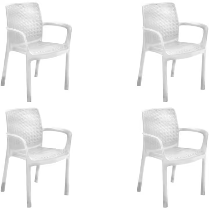 4 Silla jardín para Interior y Exterior con reposabrazos Ideal para Jardines y terrazas, apilable, Resina con Acabado de ratán Plano, Color Marrón - 1