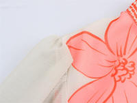 Vestido de manga larga usado con estampado de organza estilo europeo y americano para mujer - details 4