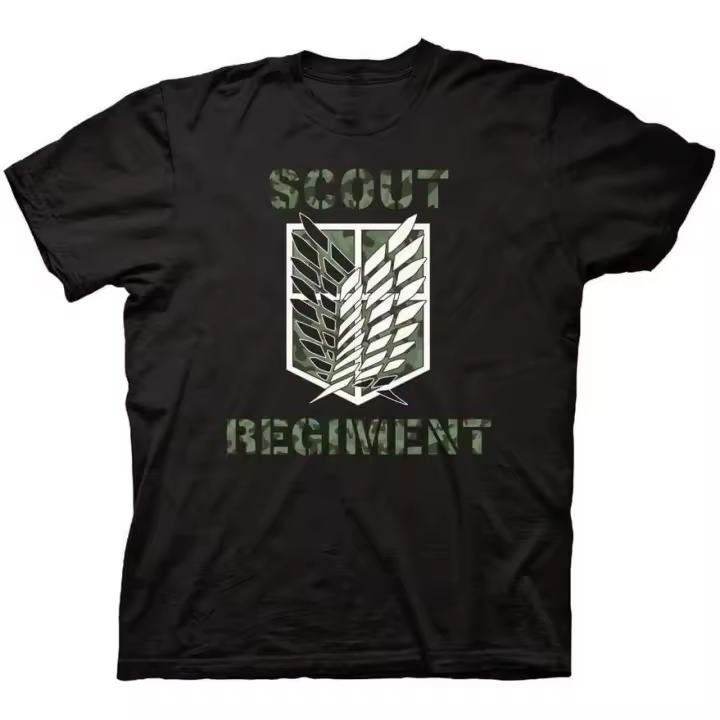 Ripple Junction Attack on Titan Camiseta de manga corta para hombre, Regimiento de exploradores, alas de la Libertad, símbolo de camuflaje - 1