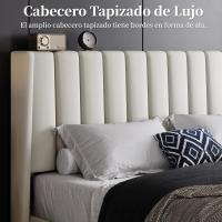 Cama Doble Tapizada 140 x 200cm Estructura de Madera y Metal Moderno Ideal para Adultos 2 Personas - details 24