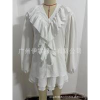 Nuevo conjunto casual para mujer con camisa de manga larga con volantes y botones y pantalones cortos de doble capa - details 12