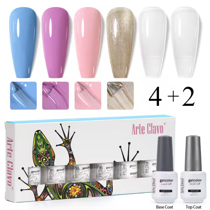 Arte Clavo 6 Colors 8ML Nail Gel Polish Kit Nail Supplies Vernis Semi Permanent Nail Art Manicure Soak Off UV Gel Varnishes Set - 1