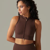Hamidou-Sujetador deportivo con cremallera para mujer, Top de Yoga, chaleco de sudor, chaqueta de entrenamiento para correr, chaquetas sin mangas para correr, Tops cortos elásticos ajustados - details 50