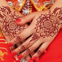 Pegatinas rojas de Mehndi, pegatinas de tatuaje de Henna, tatuaje falso para mujeres, calcomanías de transferencia de agua, calcomanías de tatuaje de Henna roja, piernas y brazos - details 5