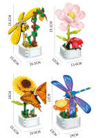 Juguete de bloques de construcción modelo de flores, ramo eterno, decoración creativa de plantas de escritorio para el hogar, juguetes educativos para niños, regalo de cumpleaños - details 12