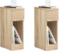Auxiliares para Salón Mesilla de Noche Estrecha para Dormitorio con 1 Cajón y 1 Compartimento Abierto Blanco y Madera 20 x 35 x 60 cm FBT111-WNx2 ES - details 52