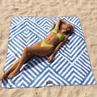 Toalla de playa de microfibra para adultos y niños, toalla grande de secado rápido sin arena, a rayas verdes y azules, perfecta para viajar y nadar - details 1