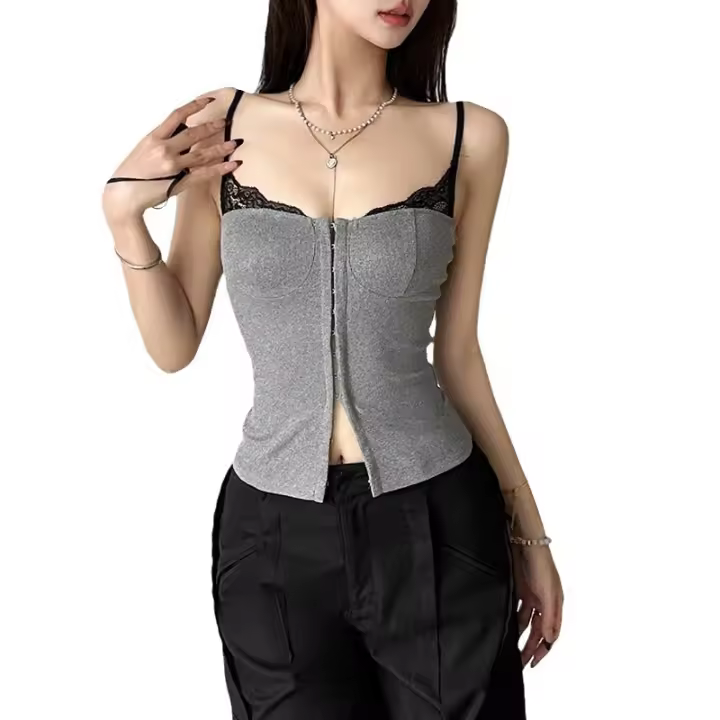 Nuevo halter pequeño chaleco, mujeres retro de encaje hueco sin respaldo delgado titular chaleco pequeño - 1