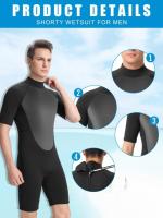 Ropa de baño de manga corta para hombre, cómodo traje de baño elástico para nadar en verano, buceo, piscina, playa - details 1