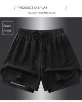 Falso dos piezas de pantalones cortos deportivos de verano, forro de fitness de entrenamiento para correr de tres puntos de secado rápido para hombres y mujeres American b - details 9