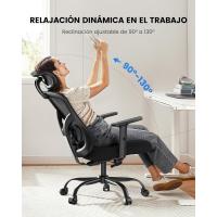 Oficina Ergonómica con Soporte Lumbar, Reposacabezas 2D, Reposabrazos Ajustable, Cojín Mejorado, Inclinación de 130 ° , Silla para Oficina en Casa - details 5
