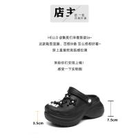 Zapatos con agujeros de suela gruesa, zapatos de cabeza de bolsa de desgaste exterior de suela blanda de EVA para mujer, zapatillas geniales - details 1