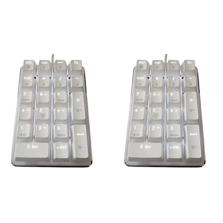 Teclado numérico mecánico retroiluminado blanco con interruptores azul cereza, teclado numérico para Notebook, PC de escritorio, 2x21 teclas - 1