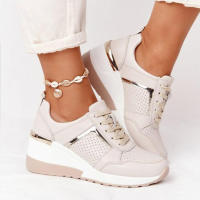 260 Deportes informales Atos, tacones altos con cuña para mujer, cordones de malla de colores transpirables, grandes europeos y americanos, novedosos - details 5