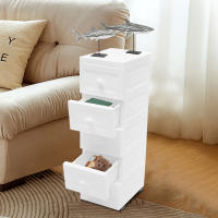 Armario de cajones con 5 cajones, mesita de noche blanca con 4 ruedas, mesita de noche moderna de alto brillo para sala de estar, dormitorio - details 0