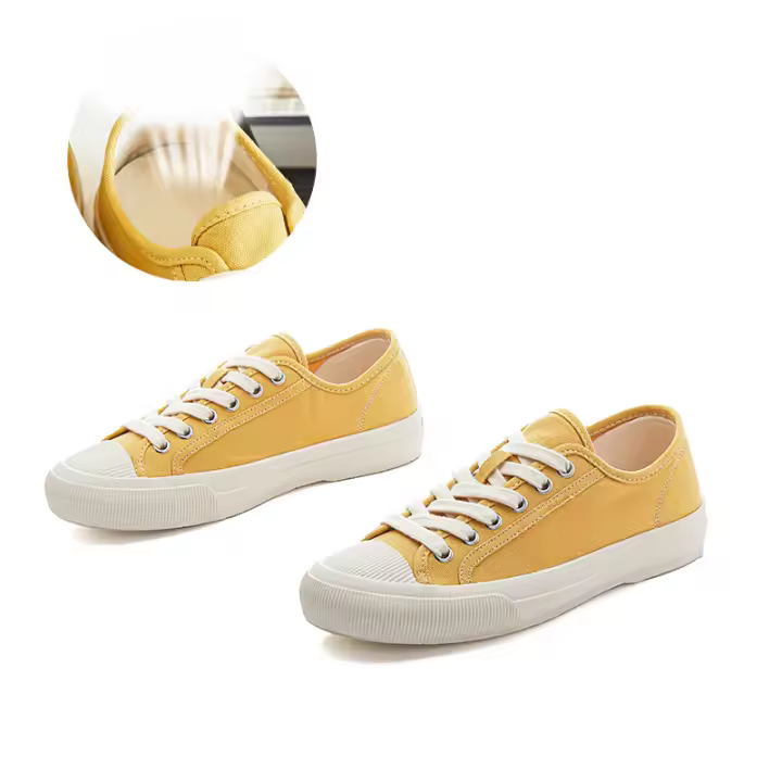 Zapatos de lona con almohadilla de piel de cerdo, zapatos individuales casuales de fondo plano para mujer, zapatos pequeños blancos versátiles - 1