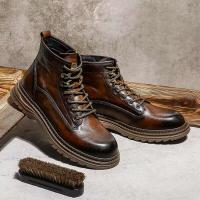 Venta al por mayor diseñado para hombres botines de plataforma Martens zapatos de hombre cuero genuino hecho a mano - details 2