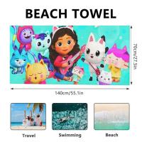 Casa de muñecas de Gabby, baño con estampado 3D de microfibra, suave, absorbente de agua, transpirable para niñas y niños, toalla de playa decorativa de dibujos animados - details 2