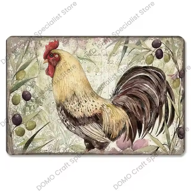 Cartel de pollo Vintage, letreros de hojalata, huevo de gallina, placa de Metal Retro, decoración de pared, granja, jardín, sala de estar, hogar - 1