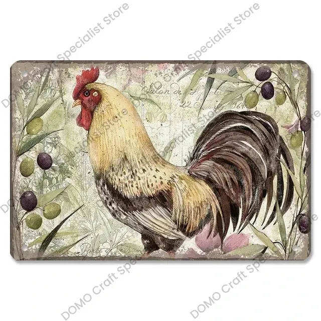 Cartel de pollo Vintage, letreros de hojalata, huevo de gallina, placa de Metal Retro, decoración de pared, granja, jardín, sala de estar, hogar - 1