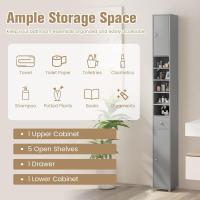 Armario de Baño Alto, Columna Auxiliar para Almacenamiento de Baño, con 2 Armarios y 1 Cajón, Organizador Armario Estrecho 20 x 20 x 180 cm, para Inodoro, Oficina - details 13