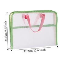 Bolsa de almacenamiento de papel de prueba de Color caramelo, bolsa organizadora de papelería Visible de 3 compartimentos, bolsas de mano portátiles de gran capacidad para estudiantes - details 0
